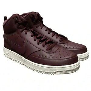 Nike Court Vision Mid Winter Mens 9 Leather High Top Sneakers Boots Red NEW